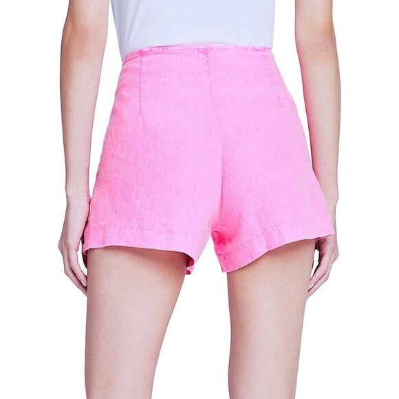 L'Agence Jude High-Rise Sailor Shorts Womens‎ Size 23 Pink Linen Casual Chic - Picture 2 of 11